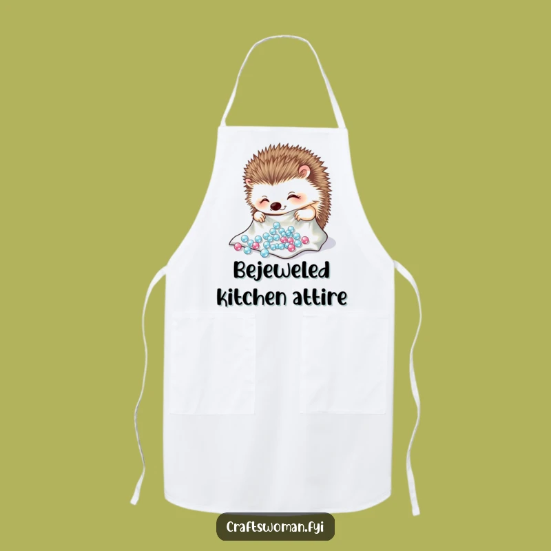 Funny Hedgehog Beading Apron: Crafty Kitchen Accessory Gift