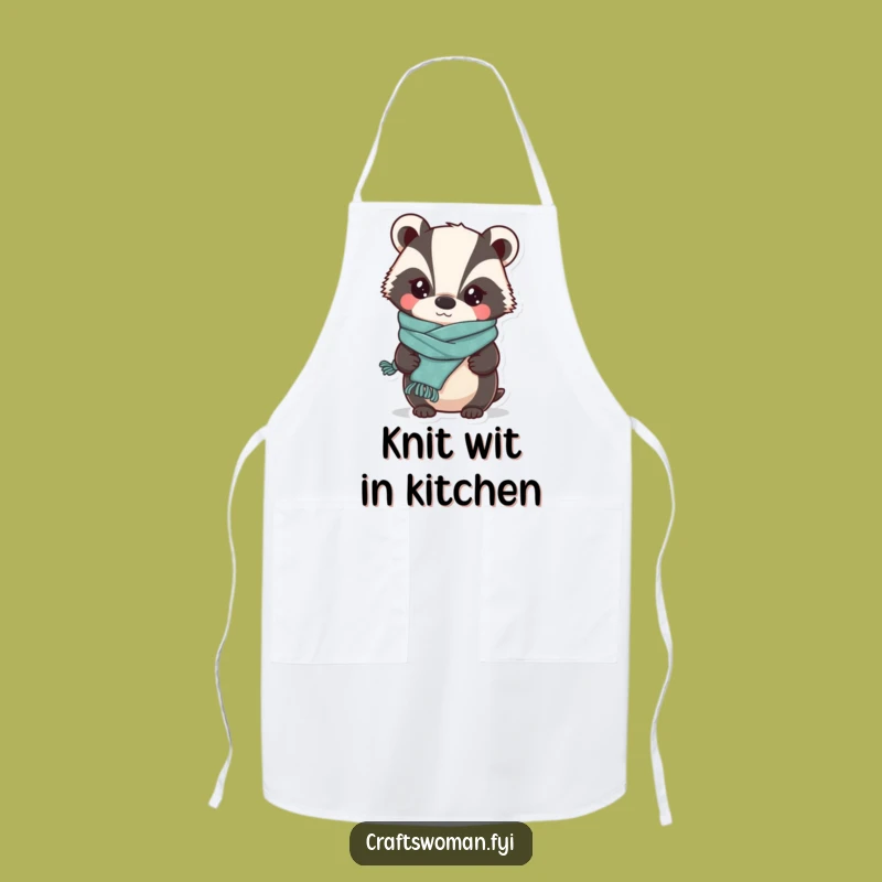 Funny Badger Knitter Apron: Hilarious Protection for Your Crafting Sessions, a Perfect Funny Gift!