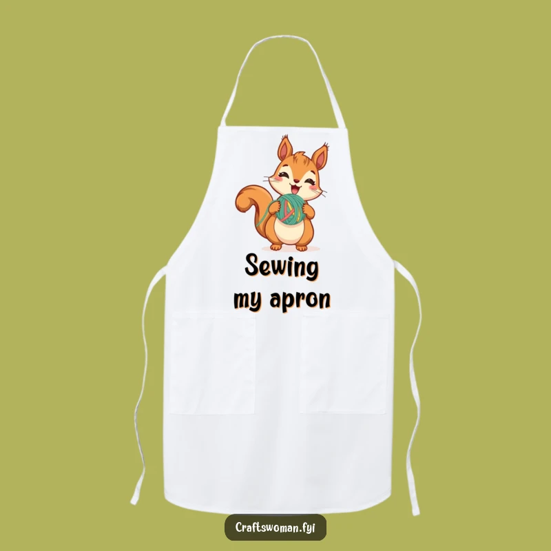 Funny Squirrel Yarn Apron: Chef's Crafty Stitch for Kitchen Fun Gift