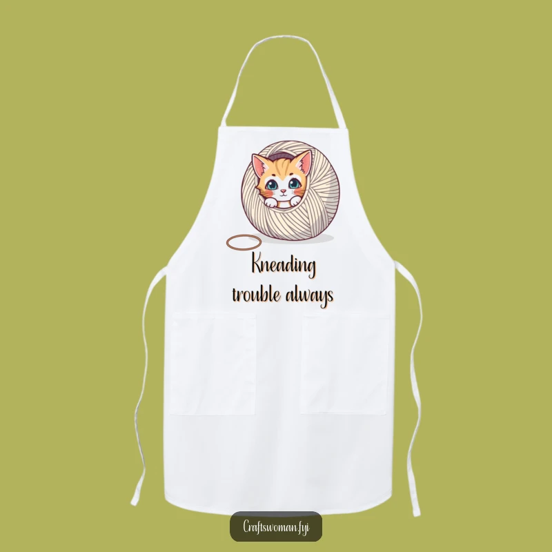Funny Cat Yarn Apron - A Hilarious Gift for Kitchen Crafters