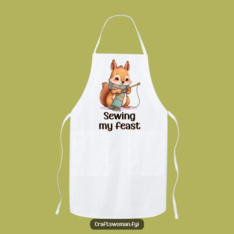 Funny Squirrel Stitcher Apron: Crafting Fun Protection, Perfect Gift!