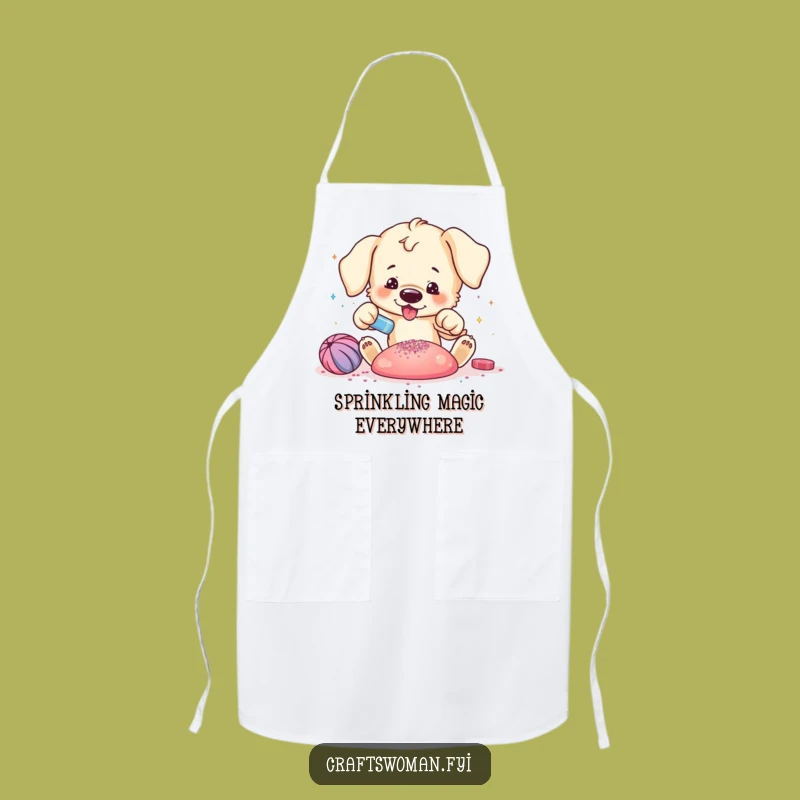 Funny Puppy Craft Apron - Sparkly & Hilarious Protective Gear