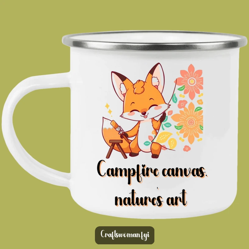 Funny Fox Painting Camping Mug: Durable & Artistic Travel Cup