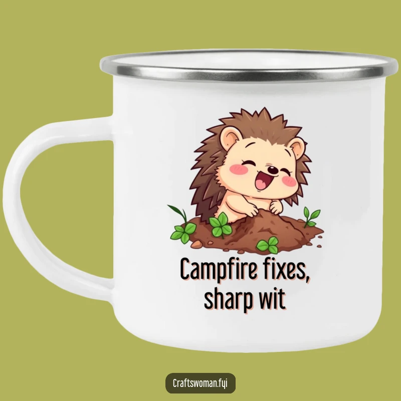 Funny Hedgehog Hammer Camping Mug: Build Your Day with Coffee & Humor