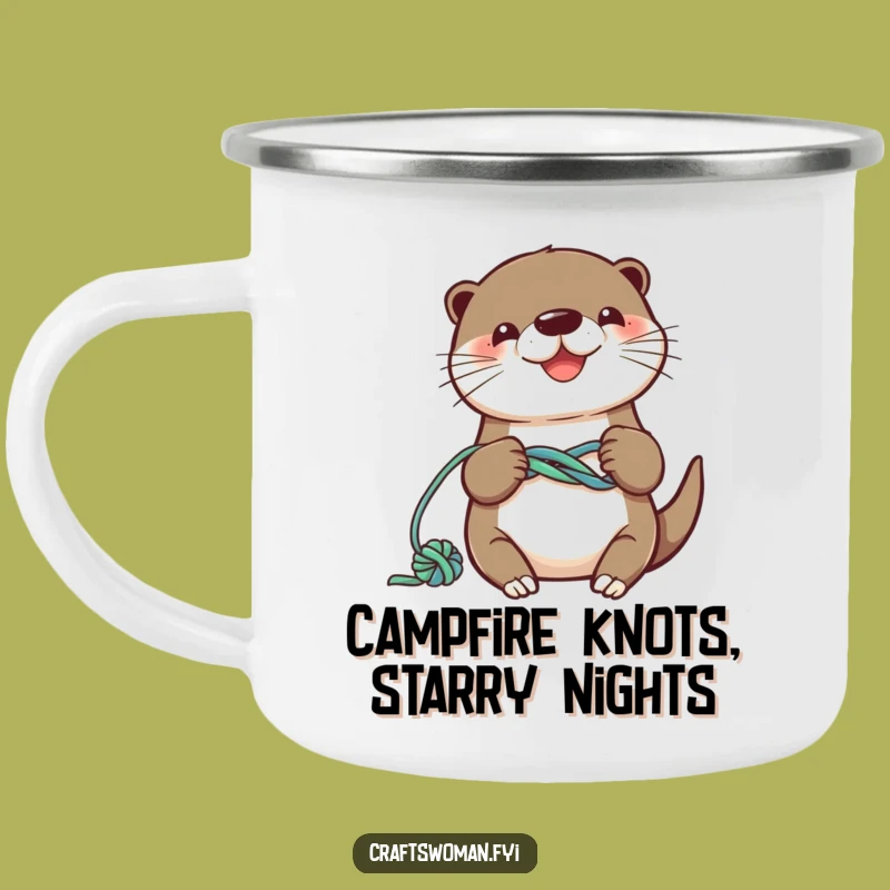 Funny Otter Knotting Camping Mug: Durable & Playful Yarn Travel Cup
