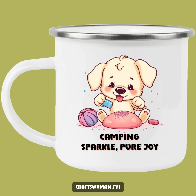 Funny Puppy Campfire Mug - Sparkly Craft Companion