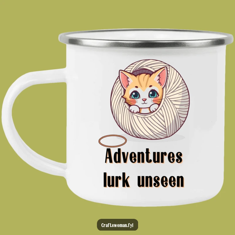 Funny Cat Yarn Camping Mug - A Hilarious Gift for Outdoor Crafters