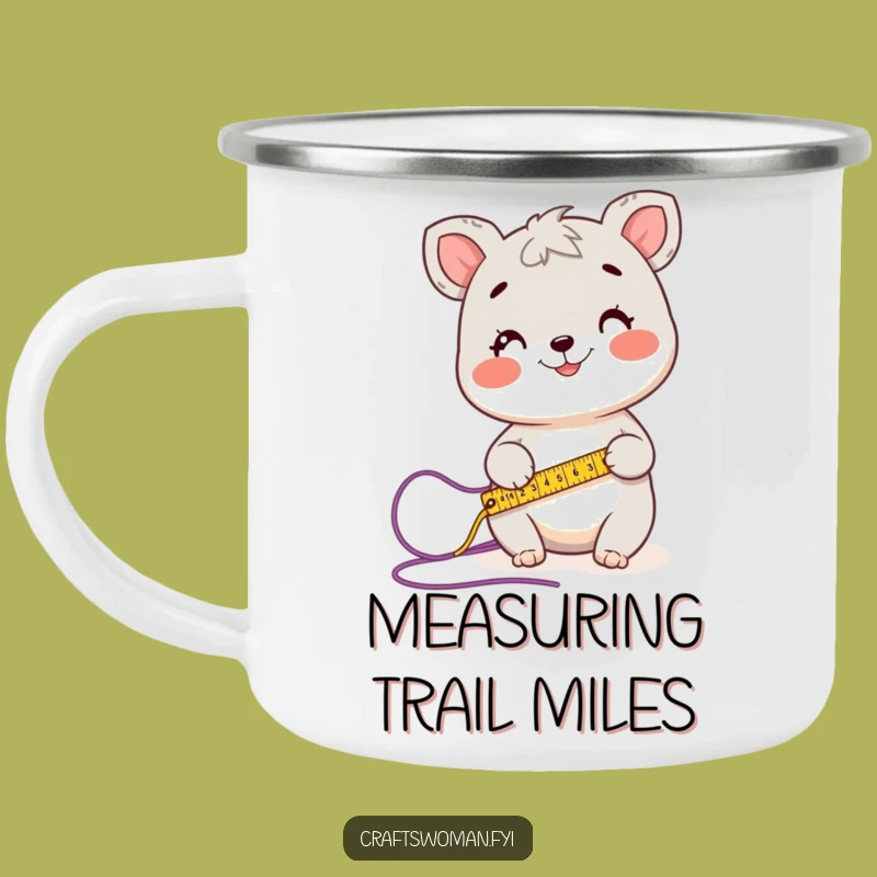 Funny Measuring Animal Camping Mug: Happy Crafter On The Go, Travel Knitting Gift