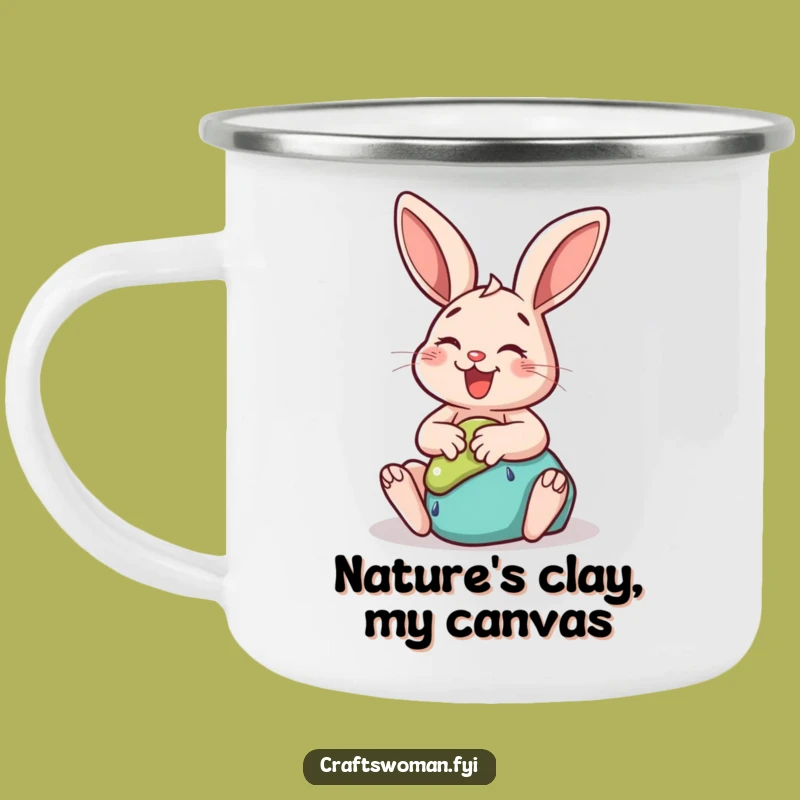 Funny Rabbit Campfire Mug - Whimsical Clay Art Companion