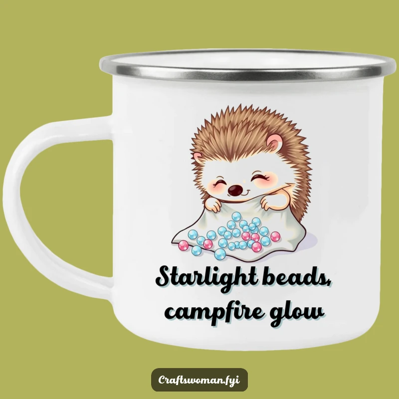 Funny Hedgehog Beading Camping Mug: Durable & Crafty Travel Cup