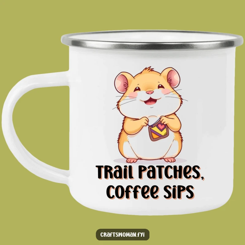 Funny Hamster Sewing Camping Mug: Durable & Cute Patchwork Travel Cup