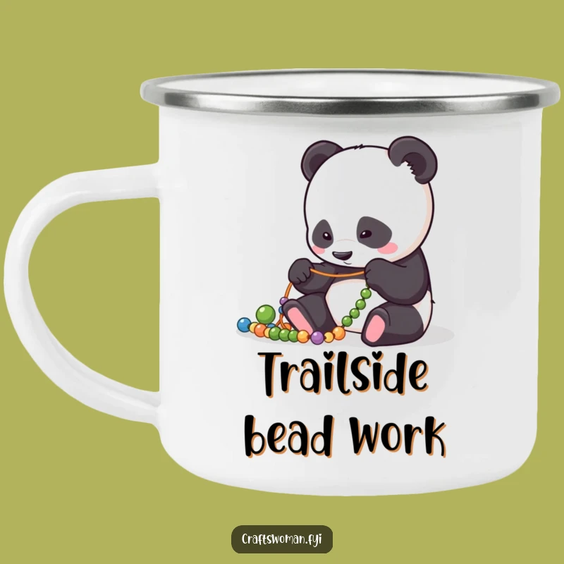 Funny Panda Bead Arranger Camping Mug: Focused Companion For Adventures - Durable & Fun