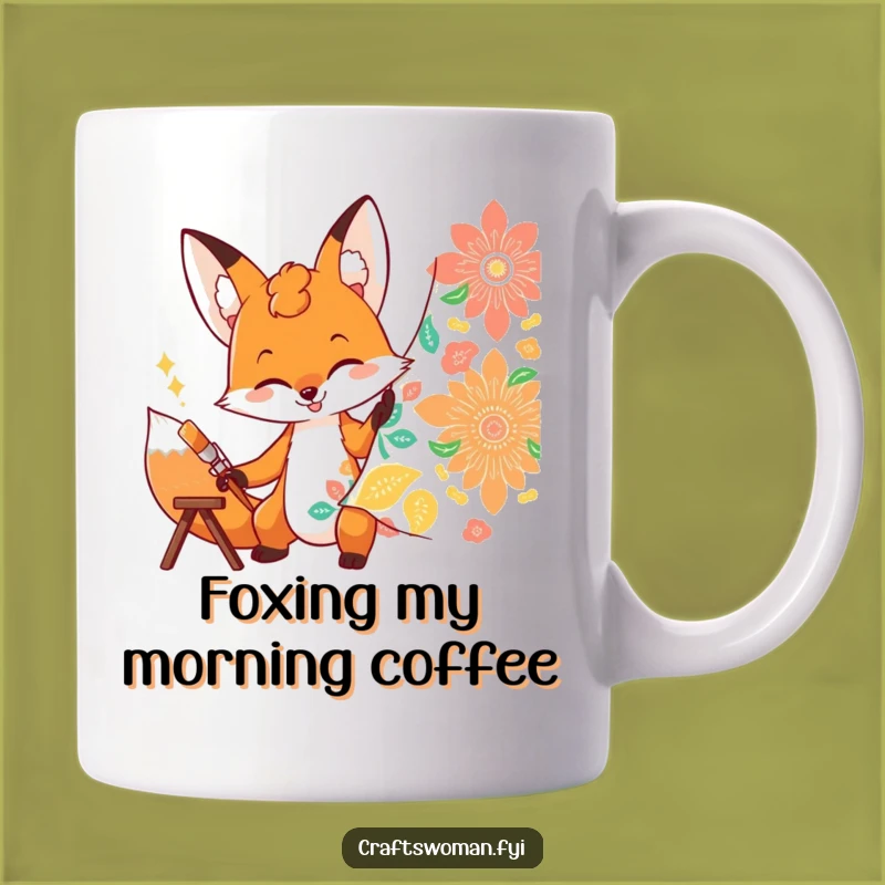 Funny Fox Painting Fabric Mug: Artistic Character Gift for Artists