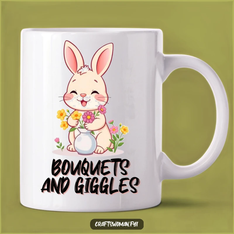 Funny Giggling Bunny Flower Mug: Charming and Hilarious Gift for Gardeners