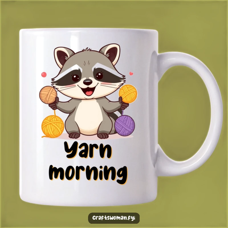 Funny Raccoon Juggling Mug - Hilarious Yarn Lover's Gift for Knitters