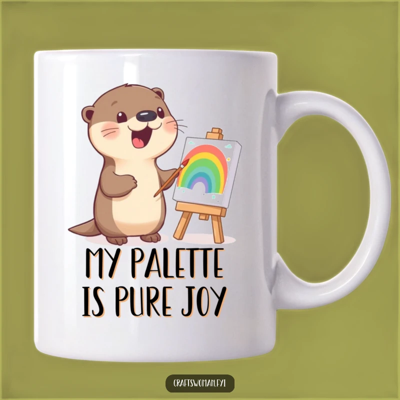 Funny Otter Painting Rainbow Mug: Artistic and Hilarious Gift for Creative Souls