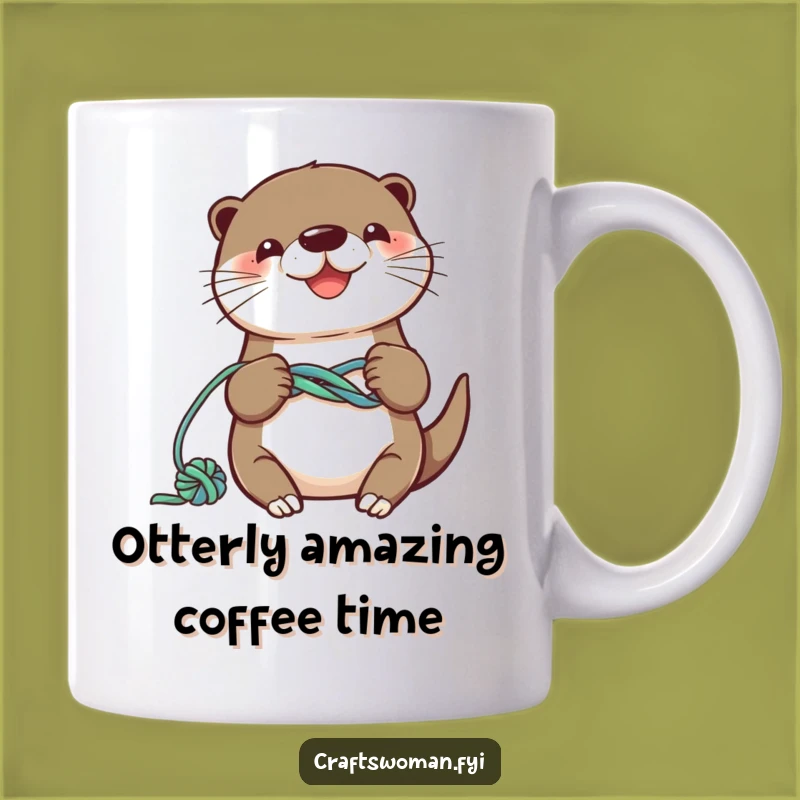 Funny Otter Knotting Yarn Mug: Playful Character Crafting Gift