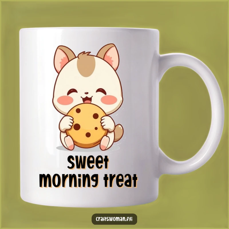 Funny Cookie Lover Mug: Adorable Animal Enjoys Baked Treat