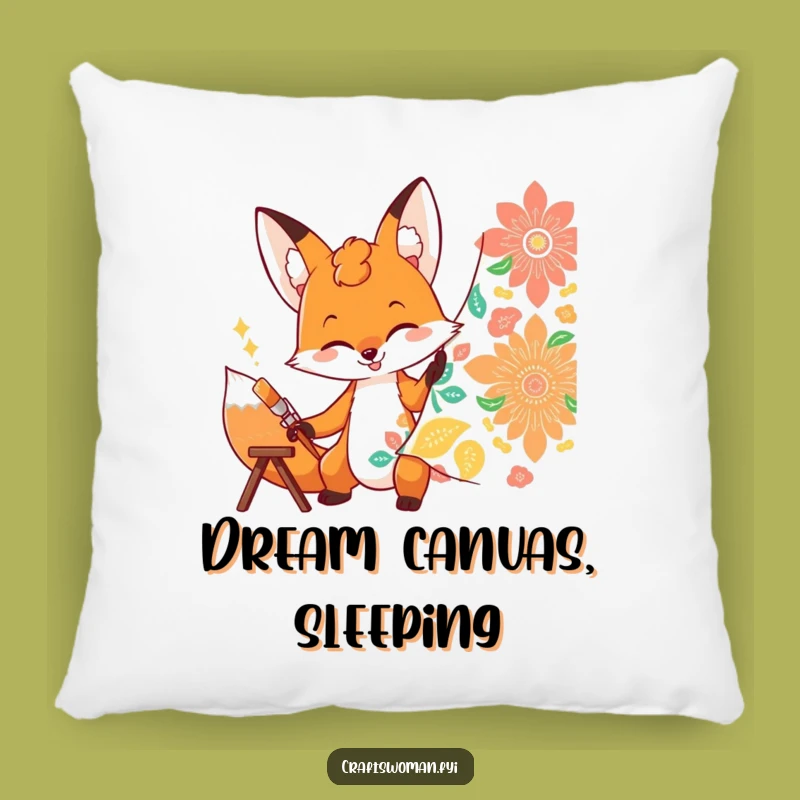 Funny Fox Painting Pillow: Cozy Art Accent for Home