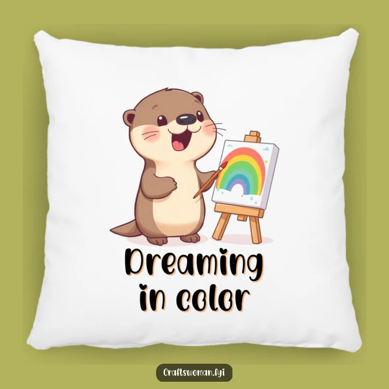 Funny Otter Rainbow Pillow: Cozy and Artistic Accent for Any Room