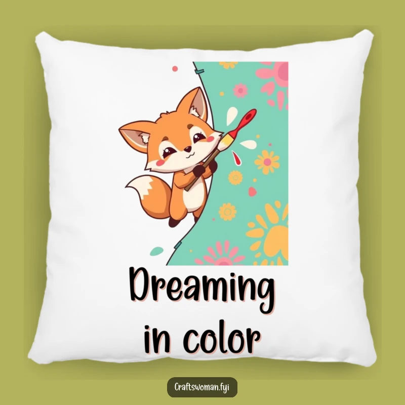 Funny Fox Painter Pillow: Cozy Artistic Comfort, Perfect Gift Pillow!