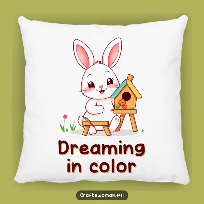 Funny Rabbit Painting Pillow: Cozy Comfort with Artistic Flair