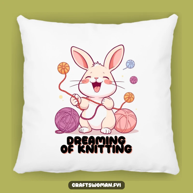Funny Rabbit Juggling Pillow: Cozy Comfort with a Crafty Yarn Touch