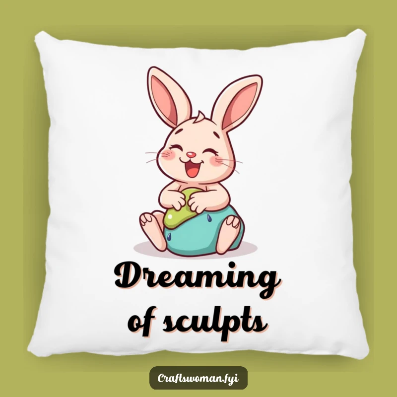 Funny Rabbit Clay Sculptor Pillow - Cozy & Hilarious Decor Accent