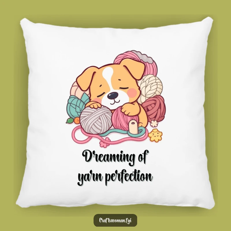 Funny Sleepy Dog Yarn Pillow: Cozy Comfort and Humorous Decor for Crafters