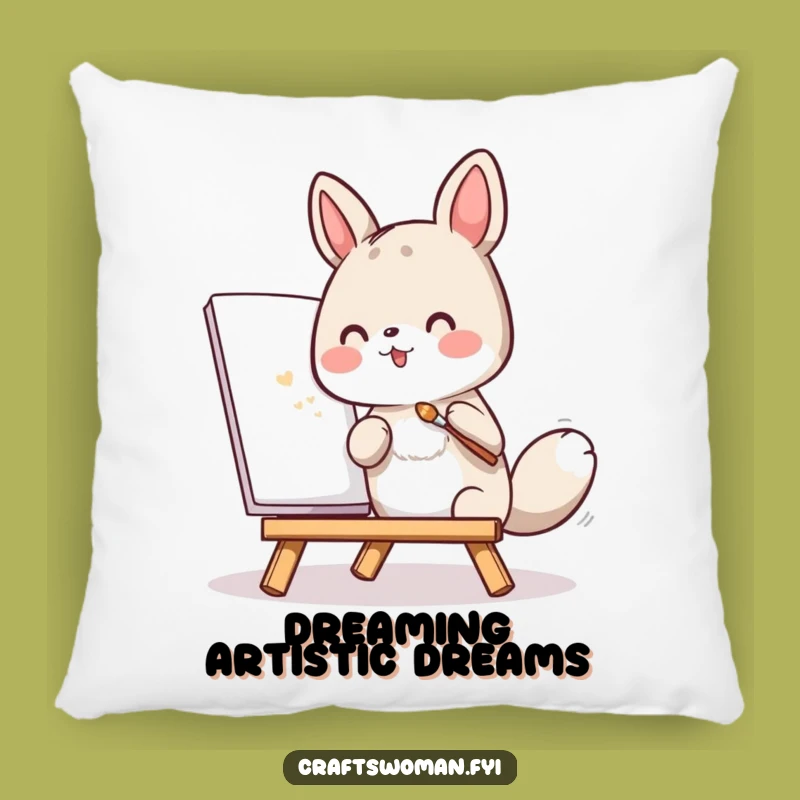 Funny Animal Artist Painting Pillow - Cozy Creative Accent, Great Gift