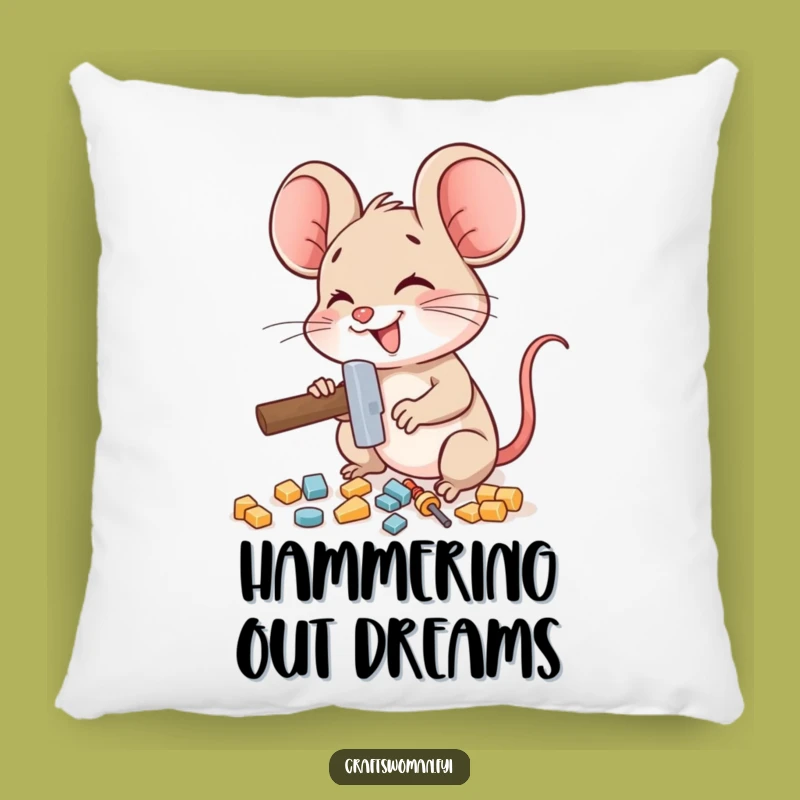 Funny Mouse Builder Pillow - Cozy Accent for Creative Spaces