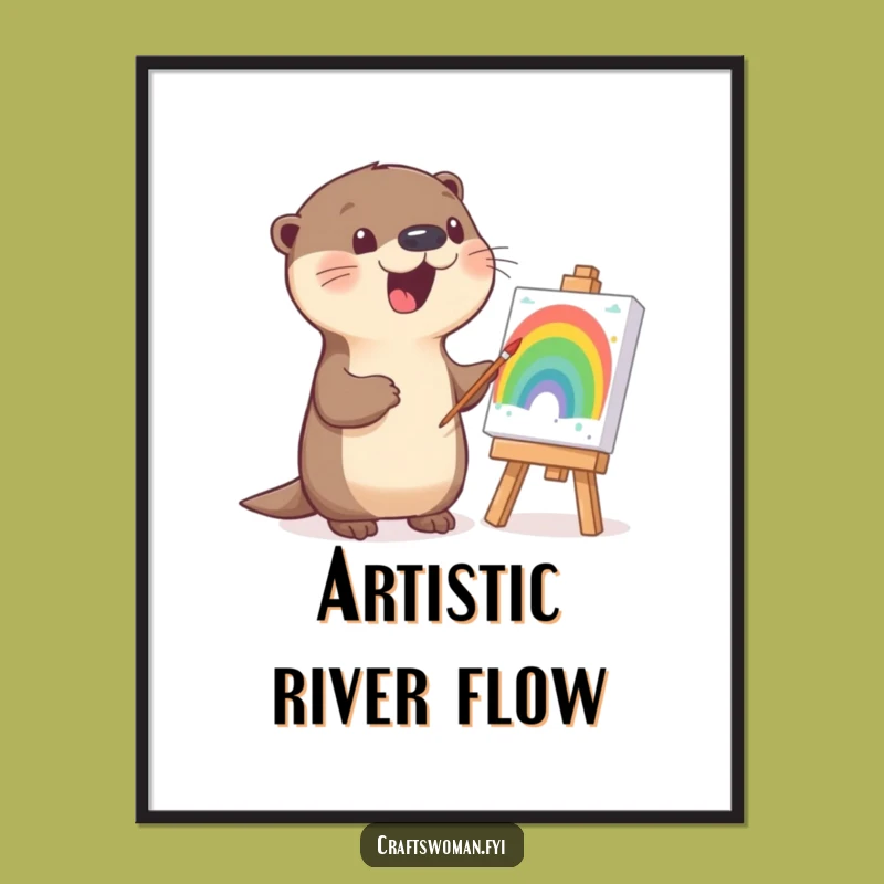 Funny Otter Painting Digital Art: Vibrant Printable for Instant Artistic Decor