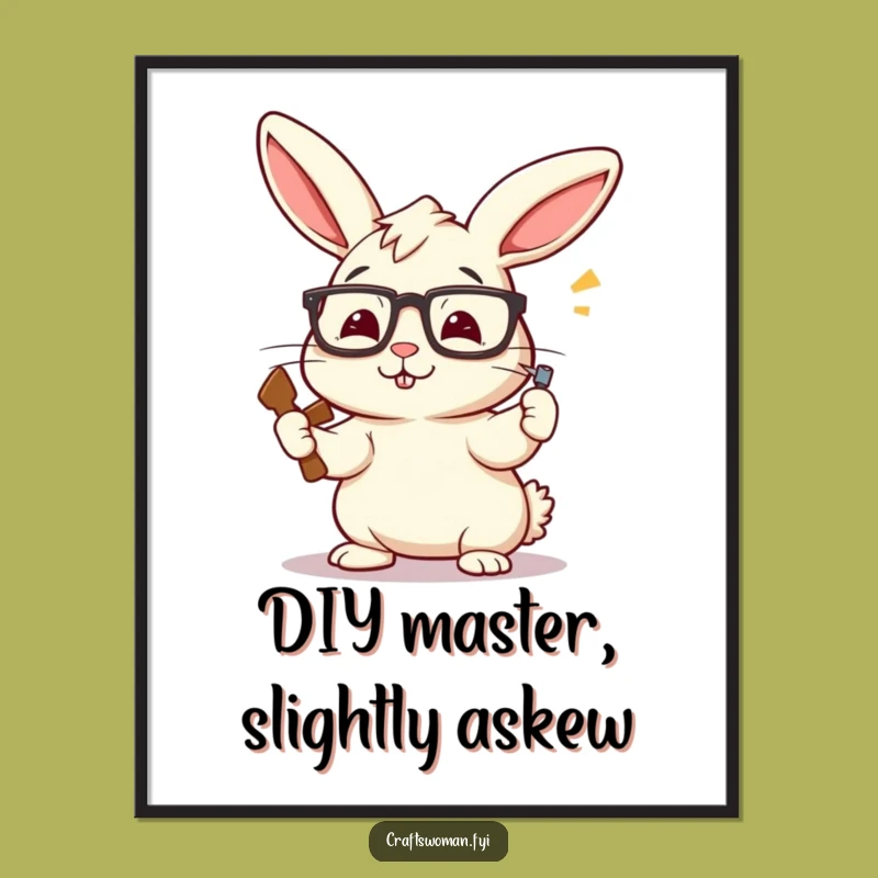 Funny Rabbit Carpenter Digital Art: Hilarious DIY Decor for Instant Laughs, a Perfect Funny Gift!