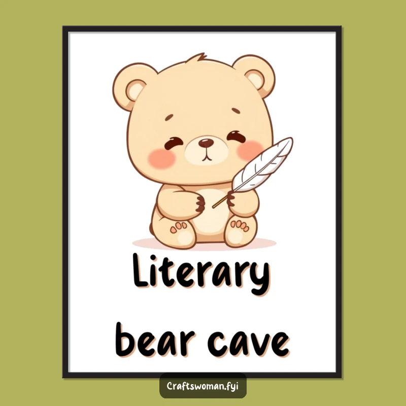 Funny Bear Writing Digital Print: Instant Calm, Perfect Funny Gift