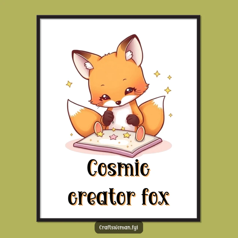 Funny Fox Glitter Digital Art: Whimsical Printable for Instant Crafty Decor