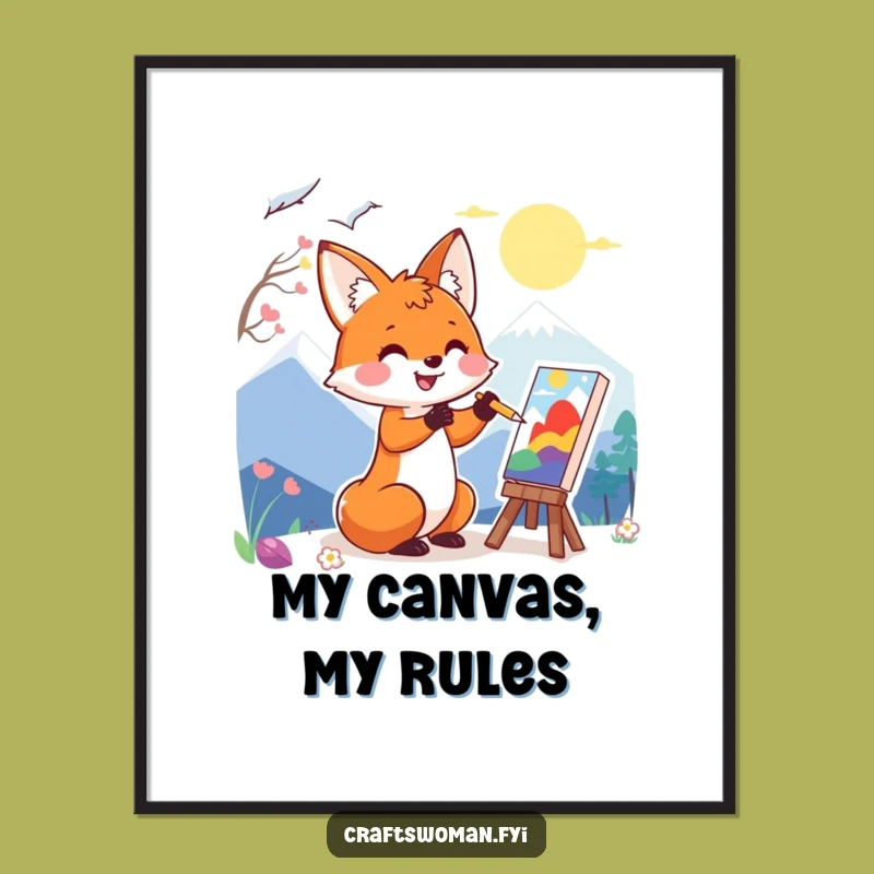 Funny Fox Painting Digital Art: Instant Vibrant Decor for Your Creative Space