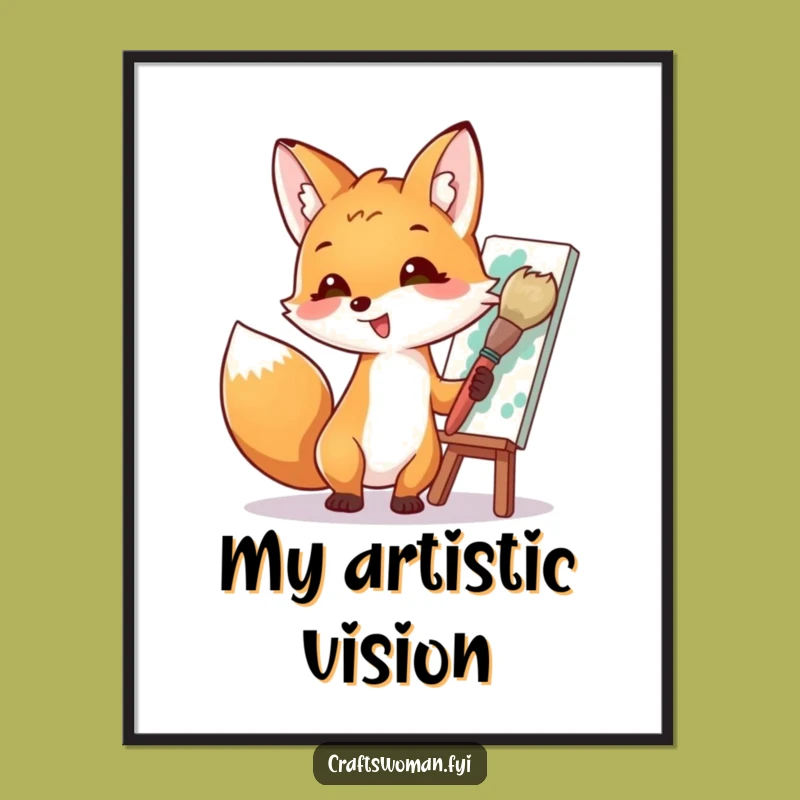 Funny Fox Painting Masterpiece Digital Art: Instant Creative and Humorous Wall Decor