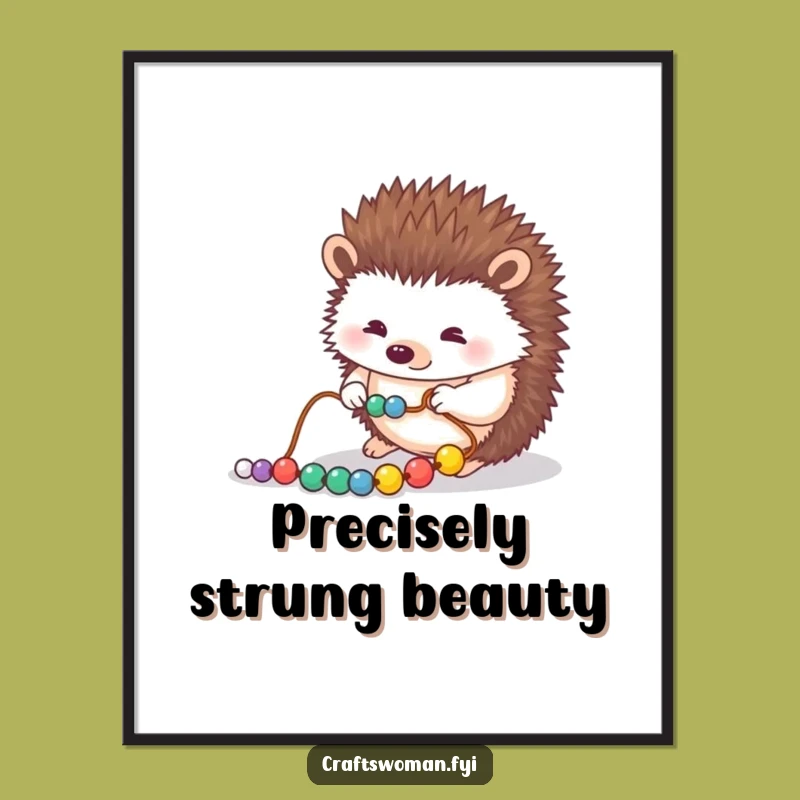 Funny Hedgehog Digital Art: Beading Hedgehog Printable, Instant Funny Gift Download