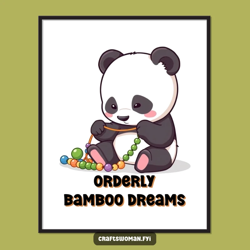 Funny Panda Bead Arranger Digital Art: Focused Craft Design - Printable Decor