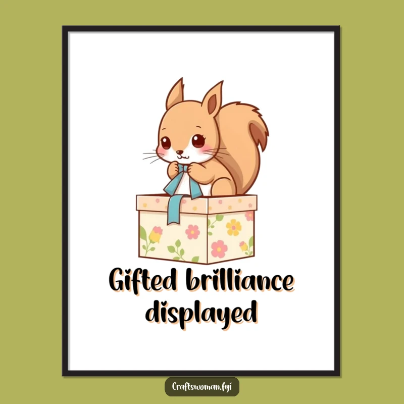 Funny Squirrel Digital Art: Decorating Box Printable, Instant Funny Gift Download