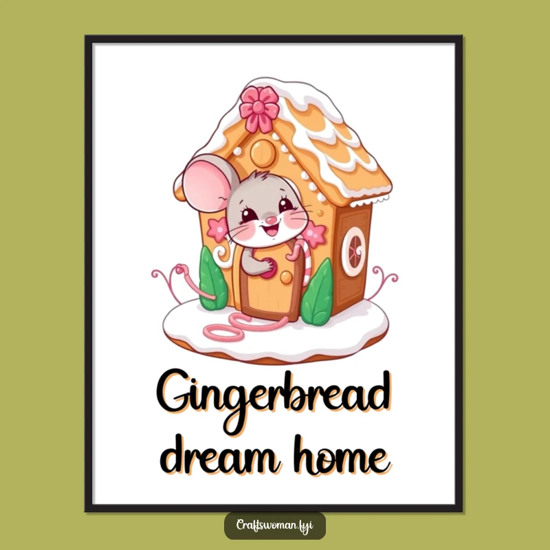Funny Mouse Gingerbread Digital Print: Instant Whimsy, Perfect Funny Gift