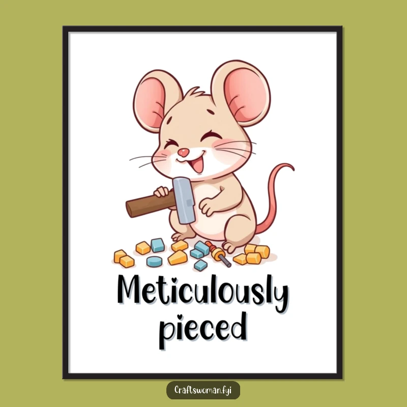 Funny Mouse Hammering Digital Art Print - Tiny Decor Download