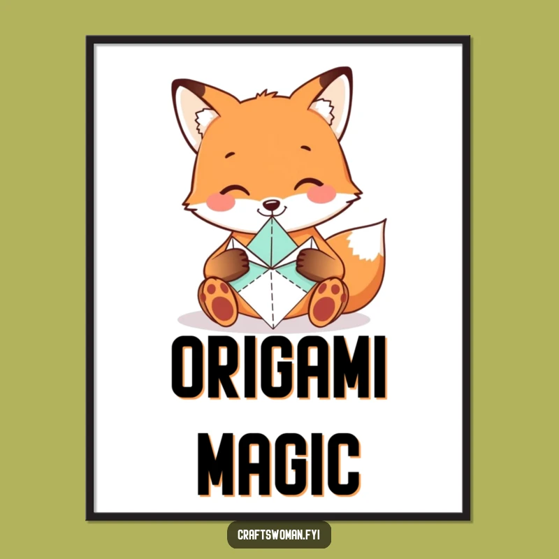 Funny Fox Digital Art - Smiling Origami Print for Artistic Decor