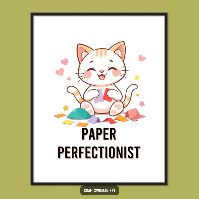 Funny Cat Paper Cutting Digital Art Print - Whimsical Decor