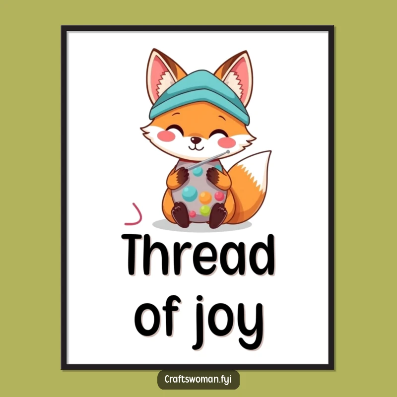 Kawaii Fox Sewing Print: Bring Cute Crafting Art Home, Adorable Funny Gift Idea