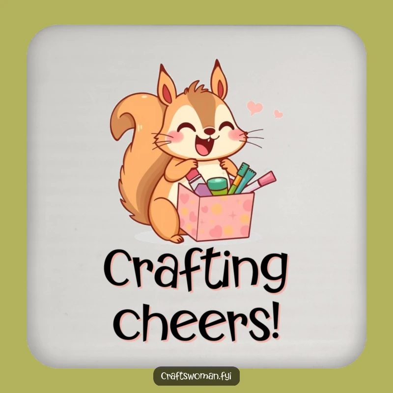Funny Squirrel Craft Coaster: Protect Surfaces With Joyful Animal's Tiny Supplies, Humorous Decor!