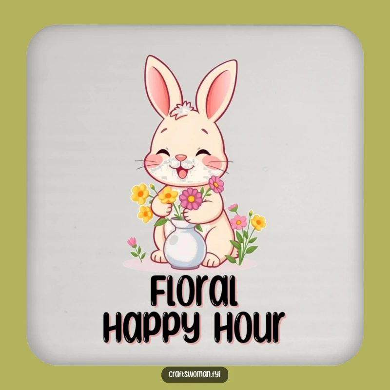 Funny Bunny Flower Coaster: Charming Protection for Tables, Hilarious Gift