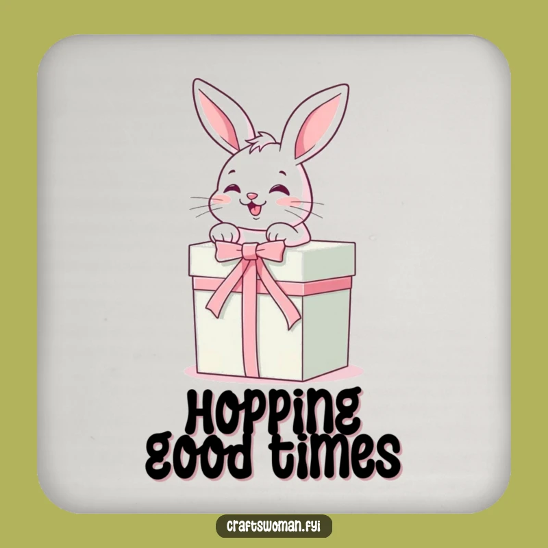 Funny Bunny Gift Coaster: Protect Surfaces with a Giggling Rabbit, Unique Funny Gift!