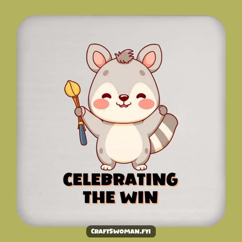 Funny Crafty Coaster Set: Cheerful Animal Protecting Surfaces, Colorful Craft Gift