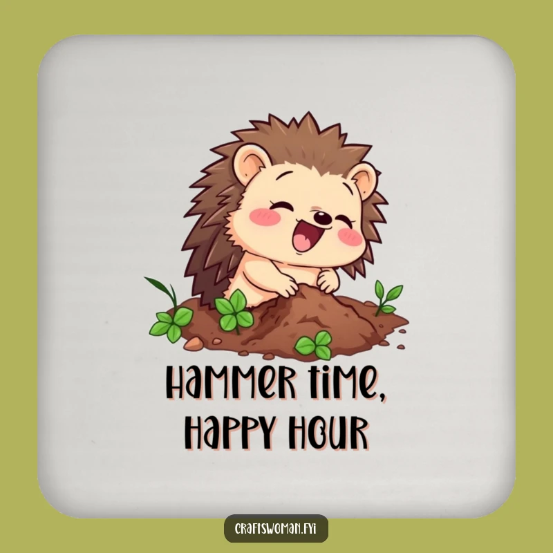 Funny Hedgehog Hammer Coaster Set: Protect Surfaces with Tiny Tool Charm